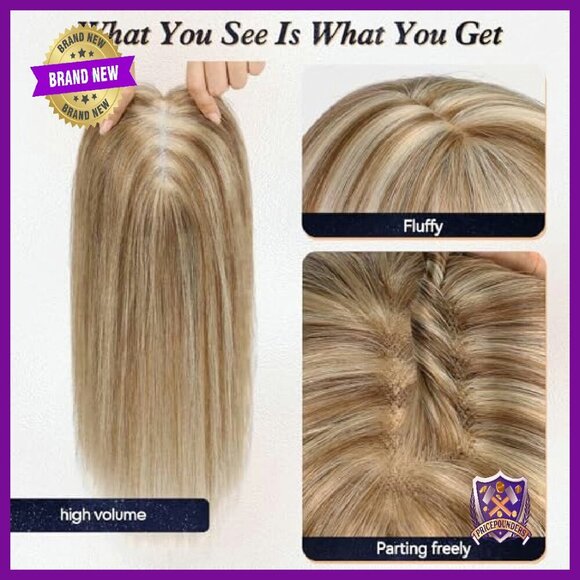 Real Human Hair Topper No Bangs Hand-Woven Adds Volume